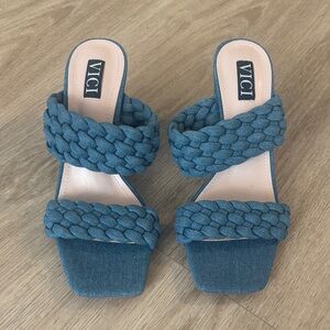Vici Collection Denim Braided Heels